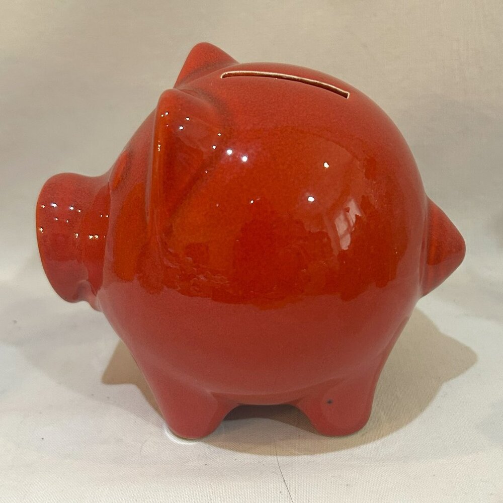 VTG 1970s Ceramic Pottery Red Piggy Bank Scheurich Keramik Germany No Key AS IS